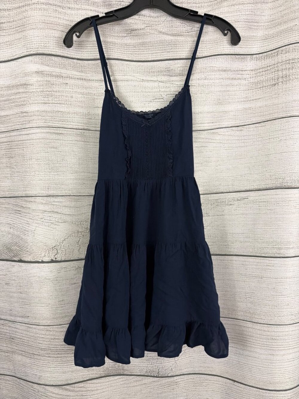 John Galt Navy Blue Sleeveless Tiered Mini Dress With Adjustable Straps